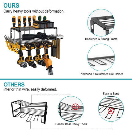 40cm Power Tool Organizer 4 Layers Garage Tool Storage Rack Workshop Tool Shelf Drill Pliers Hammer Rack 7