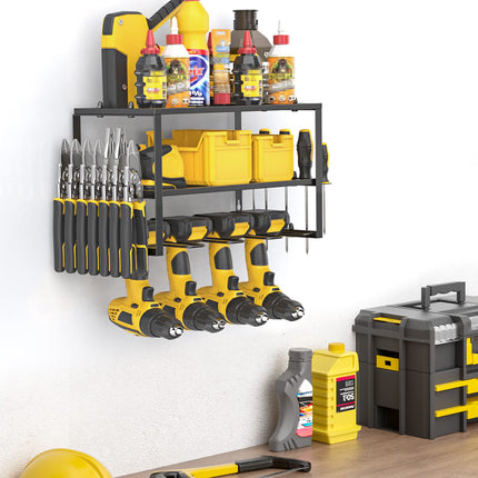 40cm Power Tool Organizer 4 Layers Garage Tool Storage Rack Workshop Tool Shelf Drill Pliers Hammer Rack 8