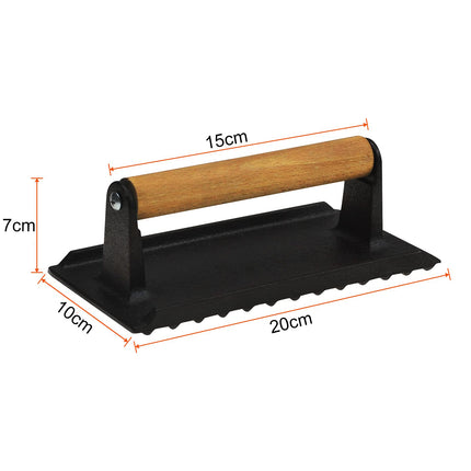 Heavy Duty Round / Rectangle Cast Iron Grill Burger Press Pre-Seasoned Steak Griddle BBQ Grilling 2