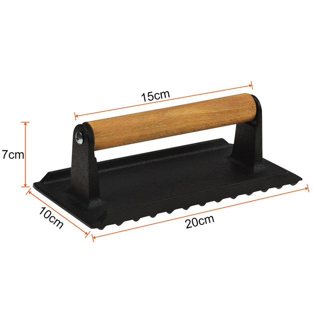 Heavy Duty Round / Rectangle Cast Iron Grill Burger Press Pre-Seasoned Steak Griddle BBQ Grilling 2