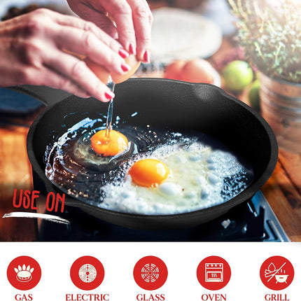 6inch 16cm Cast Iron Skillet Cookware Chef Quality Pre-Seasoned Pan Pans 4