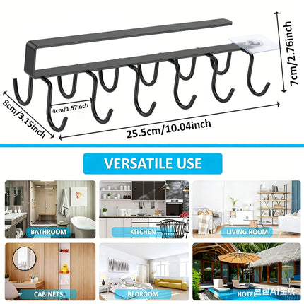 Under Cabinet Mug Holder 12 Hooks No Drill Cup Rack Organizer for Kitchen Storage Black 3