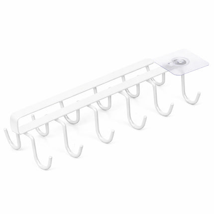 Under Cabinet Mug Holder 12 Hooks No Drill Cup Rack Organizer for Kitchen Storage White