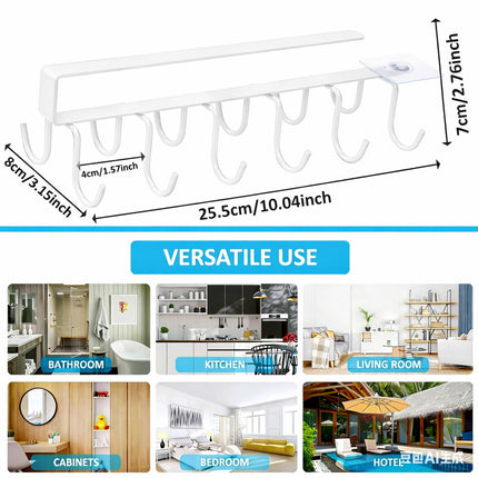 Under Cabinet Mug Holder 12 Hooks No Drill Cup Rack Organizer for Kitchen Storage White 3