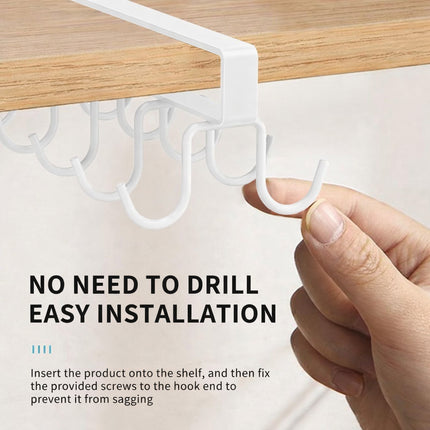 Under Cabinet Mug Holder 12 Hooks No Drill Cup Rack Organizer for Kitchen Storage White 5