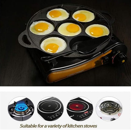 7 Cup Cast Iron Egg Frying Pan Divided Egg Skillet Pan Fried Egg Pan Cooker Pancake Egg Fryer 2
