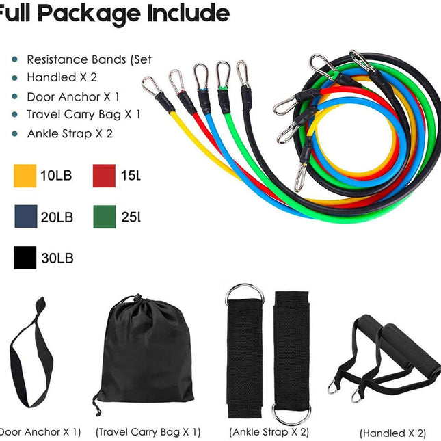 11 Pack Resistance Bands Stackable Exercise Bands Home Workouts Physical Therapy Gym Training 2