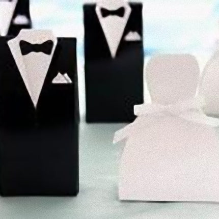 10 Pack of 5 Bride Gown and 5 Groom Tux Wedding Bridal Bomboniere Favor Candy Choc Almond Box - NW 4