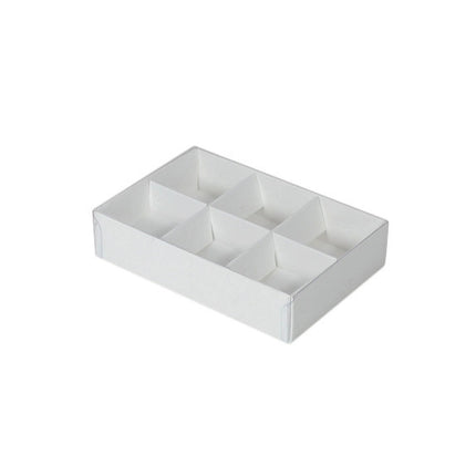 10 Pack of White Card Chocolate Sweet Soap Product Retail Gift Box - 6 Bay Compartments - Clear Slide On Lid - 12x8x3cm 3