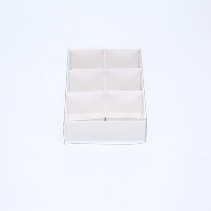 10 Pack of White Card Chocolate Sweet Soap Product Retail Gift Box - 6 Bay Compartments - Clear Slide On Lid - 12x8x3cm 4