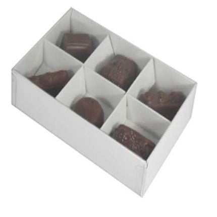 10 Pack of White Card Chocolate Sweet Soap Product Retail Gift Box - 6 Bay Compartments - Clear Slide On Lid - 12x8x3cm 6