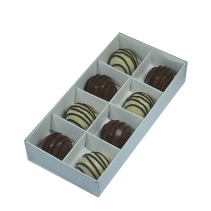 10 Pack of White Card Chocolate Sweet Soap Product Retail Gift Box - 8 bay 3cm Compartments - Clear Slide On Lid - 16x8x3cm 2