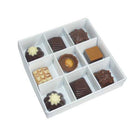 10 Pack of White Card Chocolate Sweet Soap Product Retail Gift Box - 9 bay 4x4x3cm Compartments  - Clear Slide On Lid - 12x12x3cm
