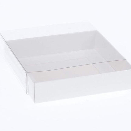 10 Pack of 10cm Square Invitation Coaster Favor Function product Presentation Cookie Biscuit Patisserie Gift Box - 2cm deep - White Card with Clear Slide On PVC Lid 5