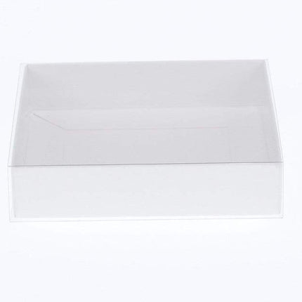 10 Pack of 15cm Square Invitation Coaster Favor Function product Presentation Cookie Biscuit Patisserie Gift Box - 4cm deep - White Card with Clear Slide On PVC Lid 5