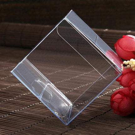 10 Pack of 5cm Clear PVC Plastic Folding Packaging Small rectangle/square Boxes for Wedding Jewelry Gift Party Favor Model Candy Chocolate Soap Box 3