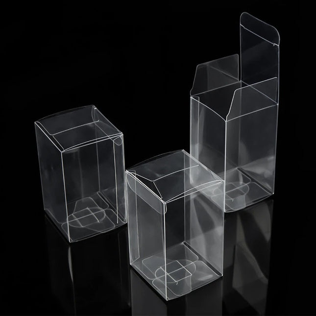 10 Pack of 5x8cm Clear PVC Plastic Folding Packaging Small rectangle/square Boxes for Wedding Jewelry Gift Party Favor Model Candy Chocolate Soap Box 2