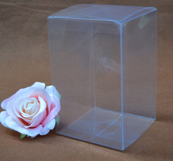 10 Pack of 8x8x10cm Clear PVC Plastic Folding Packaging Small rectangle/square Boxes for Wedding Jewelry Gift Party Favor Model Candy Chocolate Soap Box 2