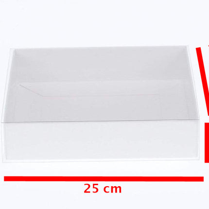 10 Pack of White Card Box - Clear Slide On Lid - 17 x 25 x 5cm -  Large Beauty Product Gift Giving Hamper Tray Merch Fashion Cake Sweets Xmas 2