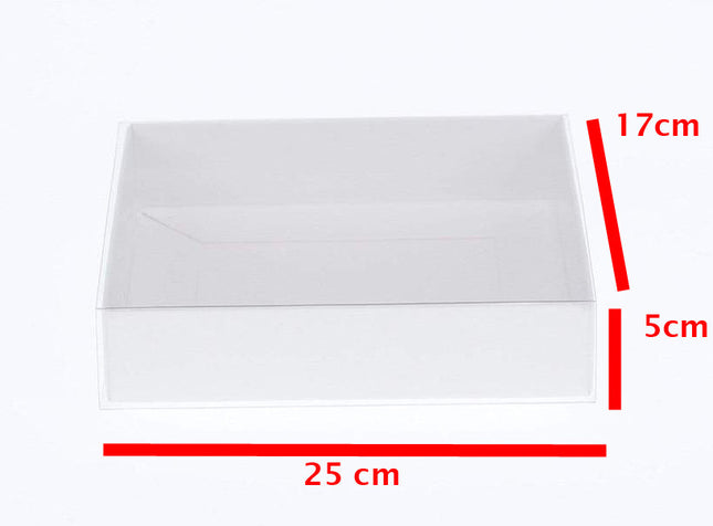 10 Pack of White Card Box - Clear Slide On Lid - 17 x 25 x 5cm -  Large Beauty Product Gift Giving Hamper Tray Merch Fashion Cake Sweets Xmas 2