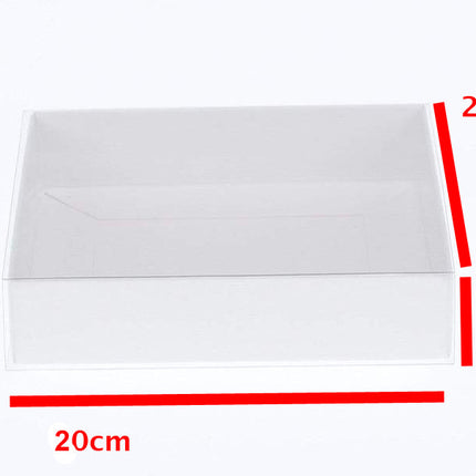 10 Pack of White Card Square Box - Clear Slide On Lid - 20 x 20 x 8cm -  Large Beauty Product Gift Giving Hamper Tray Merch Fashion Cake Sweets Xmas 2