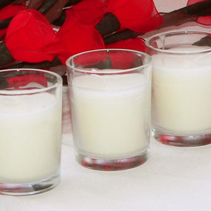 20 White Wax Clear Glass Holder Votive Candle - Wedding Event Centrepiece Table Decoration 5