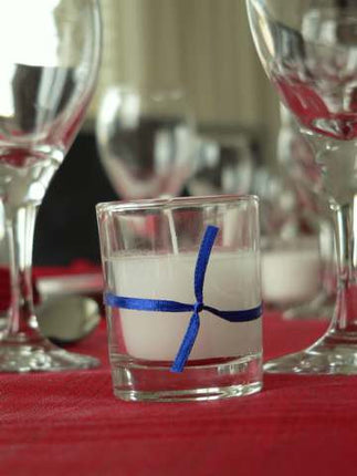 20 White Wax Clear Glass Holder Votive Candle - Wedding Event Centrepiece Table Decoration 6