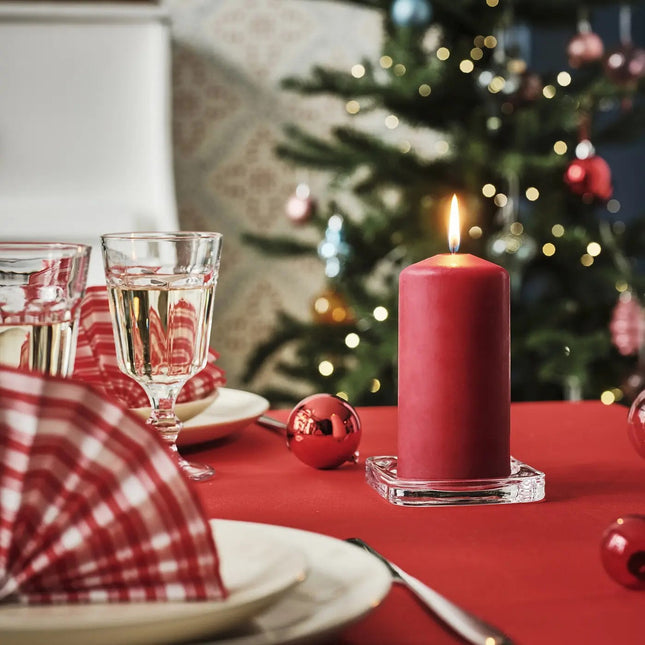 4 Pack Red Wax Pillar Advent Candles Xmas Wedding Party Table Room Centrepiece Decor Graduated sized 6 to 15cm High 2