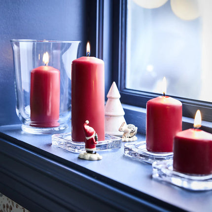 4 Pack Red Wax Pillar Advent Candles Xmas Wedding Party Table Room Centrepiece Decor Graduated sized 6 to 15cm High 3