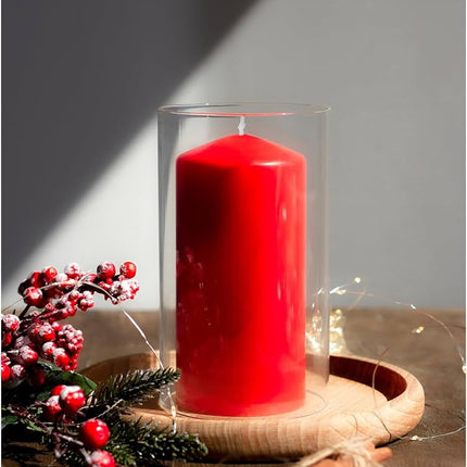 4 Pack Red Wax Pillar Advent Candles Xmas Wedding Party Table Room Centrepiece Decor Graduated sized 6 to 15cm High 5