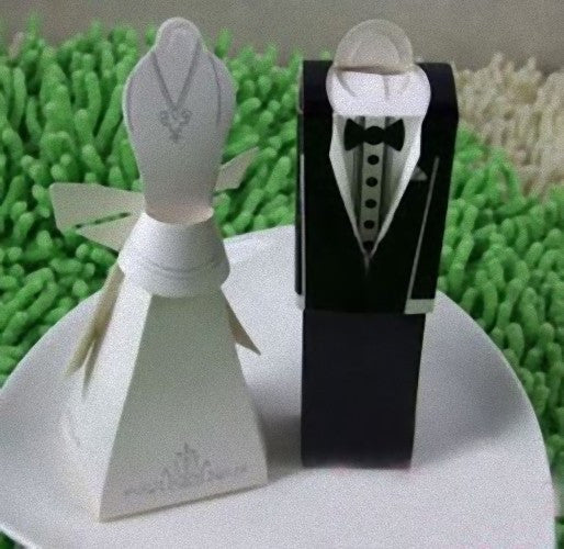 50 Pack of 25 Bride and 25 Groom Wedding Bridal Bomboniere Favor Candy Choc Almond Box - Kate Aspen Design 2