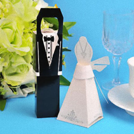 50 Pack of 25 Bride and 25 Groom Wedding Bridal Bomboniere Favor Candy Choc Almond Box - Kate Aspen Design 3