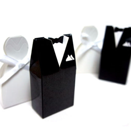 50 Pack of 25 Bride Gown and 25 Groom Tux Wedding Bridal Bomboniere Favor Candy Choc Almond Box - NW 5