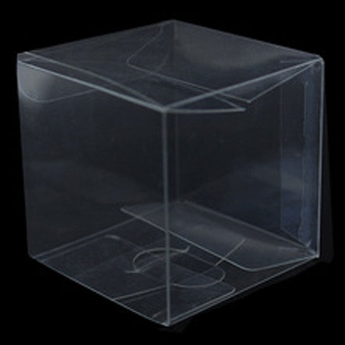 50 Pack of 5cm Clear PVC Plastic Folding Packaging Small rectangle/square Boxes for Wedding Jewelry Gift Party Favor Model Candy Chocolate Soap Box 2