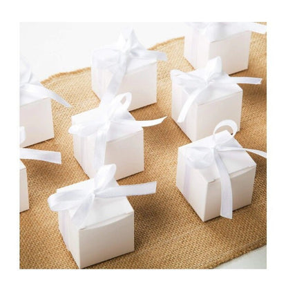 50 Pack of White 5cm Square Cube Card Gift Box - Folding Packaging Small rectangle/square Boxes for Wedding Jewelry Gift Party Favor Model Candy Chocolate Soap Box 4