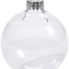 10 x Glass Bauble 8cm Diameter Round Clear with Silver Cap - table or tree centrepice personal memory theme craft gift