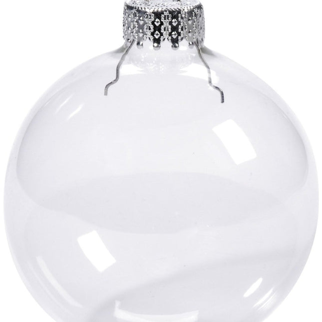 10 x Glass Bauble 8cm Diameter Round Clear with Silver Cap - table or tree centrepice personal memory theme craft gift
