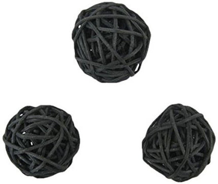 1 Set of Black 5cm Rattan Cane 20 Ball Battery Powered 3m String Lights Christmas Gift Home Wedding Party Bedroom Decoration Table Centrepiece 3