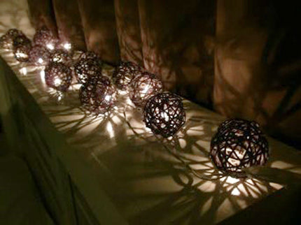 1 Set of Black 5cm Rattan Cane 20 Ball Battery Powered 3m String Lights Christmas Gift Home Wedding Party Bedroom Decoration Table Centrepiece 4
