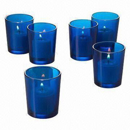 20 Pack Blue Glass Votive Tealight Candle Holders House Party Centerpiece Xmas Wedding Decor Glass Candlestick Party Decorations Bridal Baby Shower Event 5