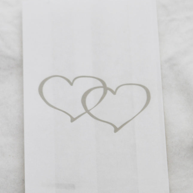 100 Pack Wedding Cake Bags Greaseproof Wax Paper Slice Take Home Favour Large Silver Heart