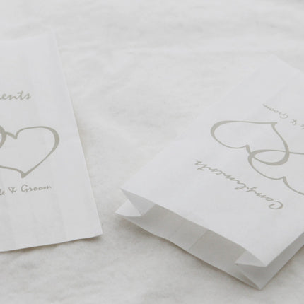 150 Pack Wedding Cake Bags Greaseproof Wax Paper Slice Take Home Favour Silver Heart n Message 3