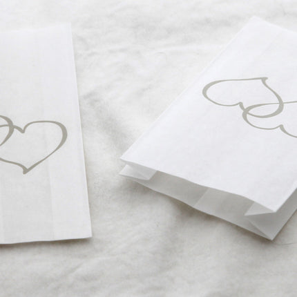 150 Pack Wedding Cake Bags Greaseproof Wax Paper Slice Take Home Favour Large Silver Heart 3