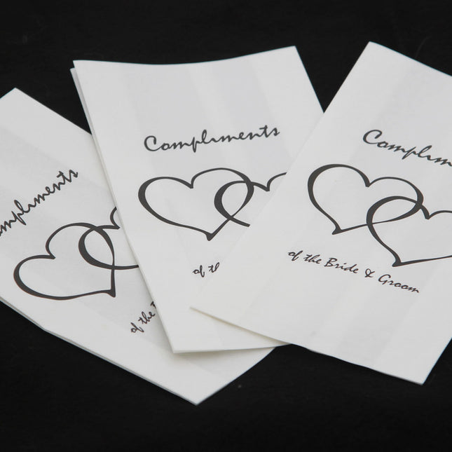 200 Pack Wedding Cake Bags Greaseproof Wax Paper Slice Take Home Favour Heart n Message 2