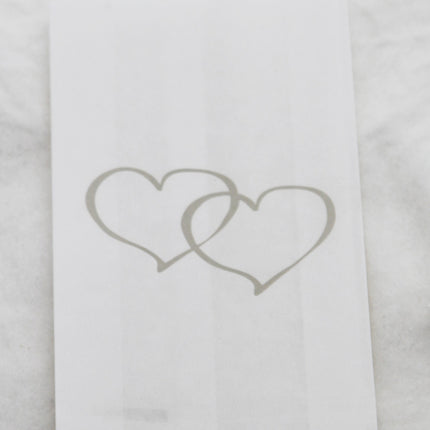 200 Pack Wedding Cake Bags Greaseproof Wax Paper Slice Take Home Favour Large Silver Heart