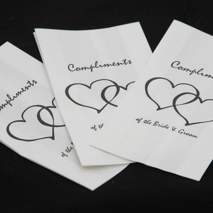 50 Pack Wedding Cake Bags Greaseproof Wax Paper Slice Take Home Favour Heart n Message 2
