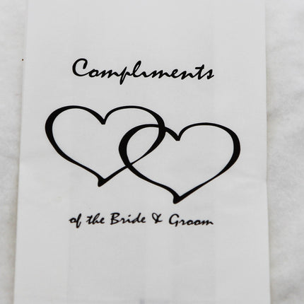 50 Pack Wedding Cake Bags Greaseproof Wax Paper Slice Take Home Favour Heart n Message 4