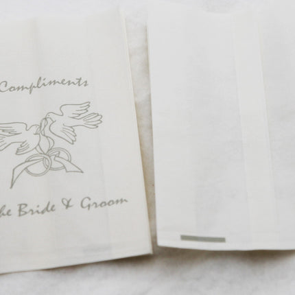 50 Pack Wedding Cake Bags Greaseproof Wax Paper Slice Take Home Favour Silver Doves 2