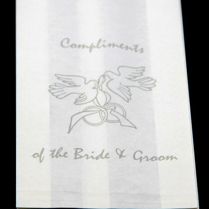 50 Pack Wedding Cake Bags Greaseproof Wax Paper Slice Take Home Favour Silver Doves 4