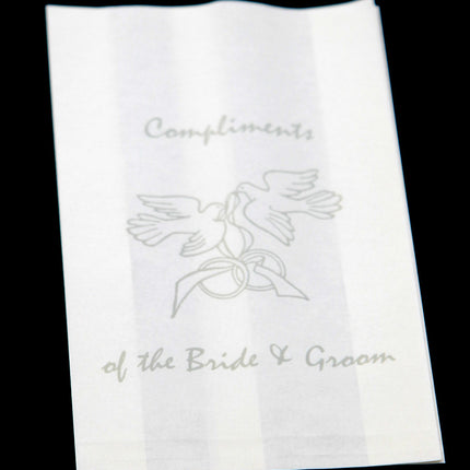 50 Pack Wedding Cake Bags Greaseproof Wax Paper Slice Take Home Favour Silver Doves 6